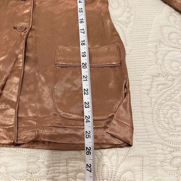NWT Elie Tahari relaxed satin blazer jacket in walnut, size S - Picture 11 of 11
